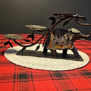 Elephant Candle Holder with Mosaic Accents